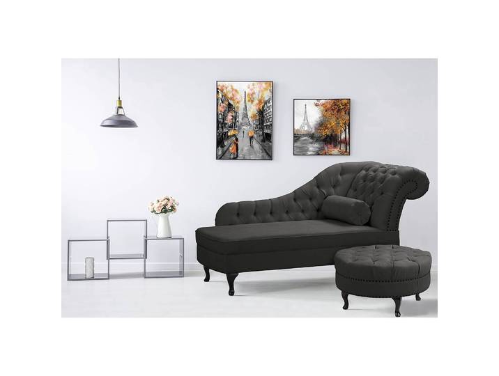 Recamiere Dale Schwarz Microfaser Enza 185 x 93 x 75cm Armlehne davorstehend rechts Glamour