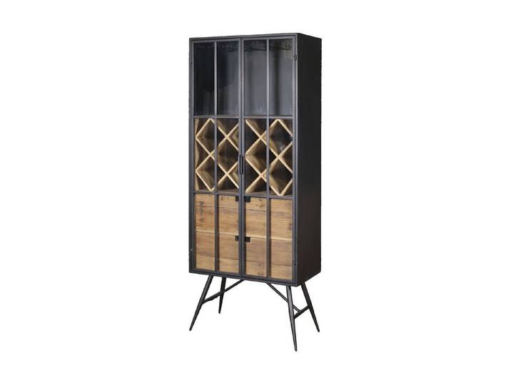 Chic Antique Barschrank Vintage Vitrine Cuvée Industrial Tannenholz Metall