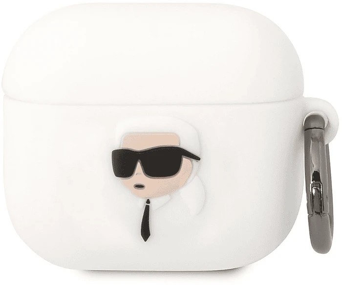 Karl Lagerfeld KLA3RUNIKH AirPods 3 cover white/white Silicone Karl Head 3D (Kopfhörer Hülle) (KF001464-0)