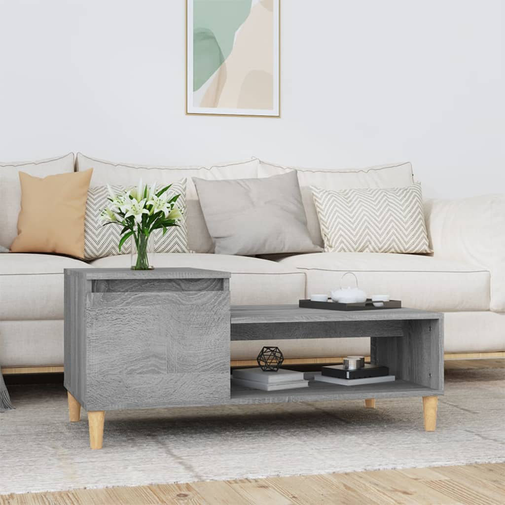17 Stories Karshana Four Leg Coffee Table with Storage Grey Sonoma