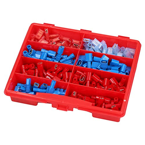 Kalitec 240-delige set geïsoleerde platte stekkerdoos voor kabelverbindingen, messing, 0,25-2,5 mm²