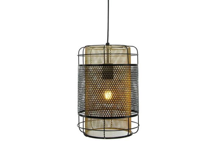Suspension grand modèle en métal grillagé noir et cuivré