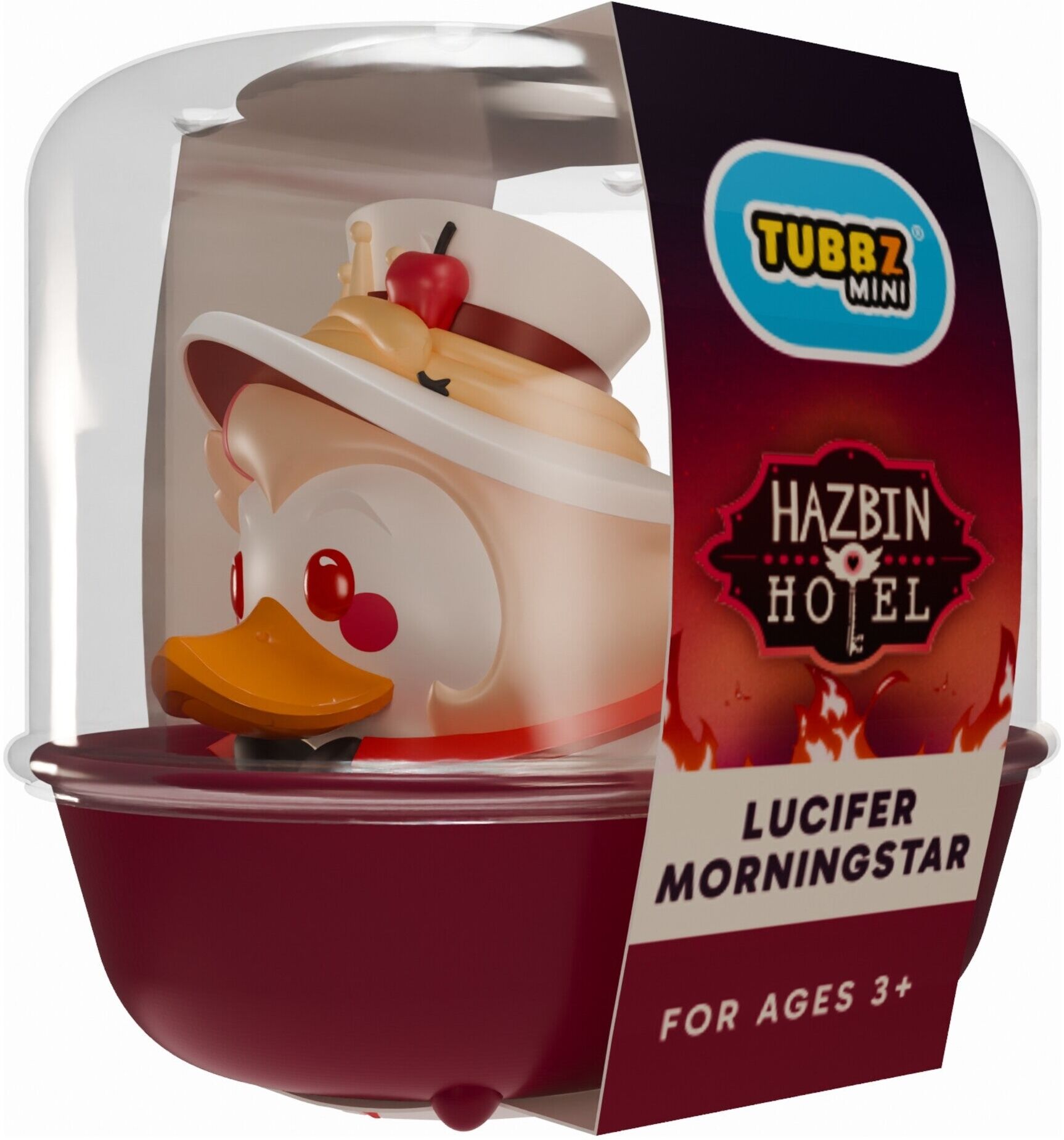 Hazbin Hotel Lucifer Morningstar Mini TUBBZ Collectible Duck by Numskull Designs, Officially Licensed, 5 cm Tall, White with Red Detailing