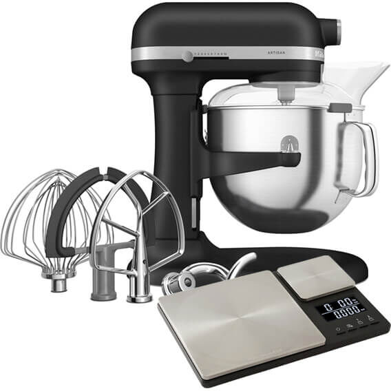 KitchenAid Artisan Cast Iron Black 6.6L Bowl Lift Food Mixer With FREE Gift