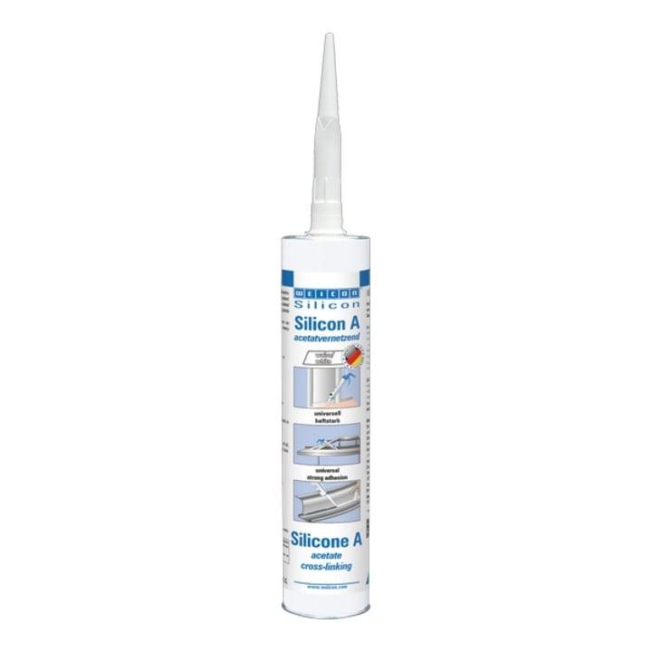 WEICON Silicon A, acetatvernetzender und fungizid eingestellter Dichtstoff, 310 ml, weiß (13001310)