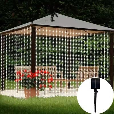 Uplift Treasures LED Solar Curtain Lights Outdoor white 3 M X 3 M (300 Leds)