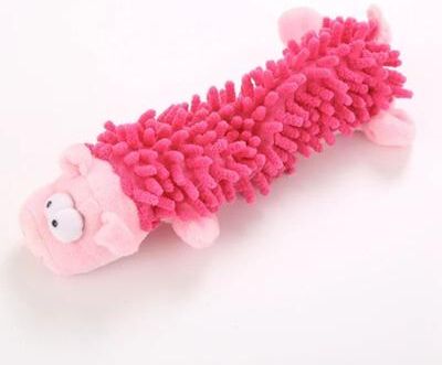Uplift Essentials Squeaky Plush Enrichment Toy Durable Animal Shaped Dental Chew For Small Breeds & Puppies rose Pig