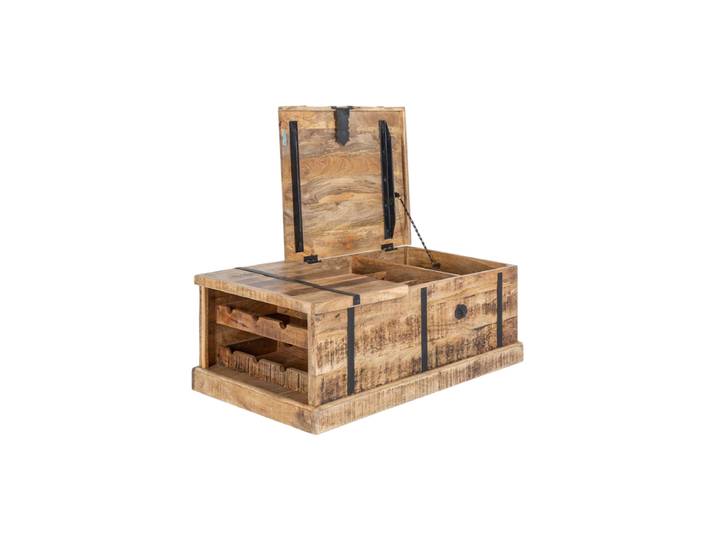 Massivholz Couchtisch „Bodega“ Mangoholz Natural, Schwarz Invicta Interiors