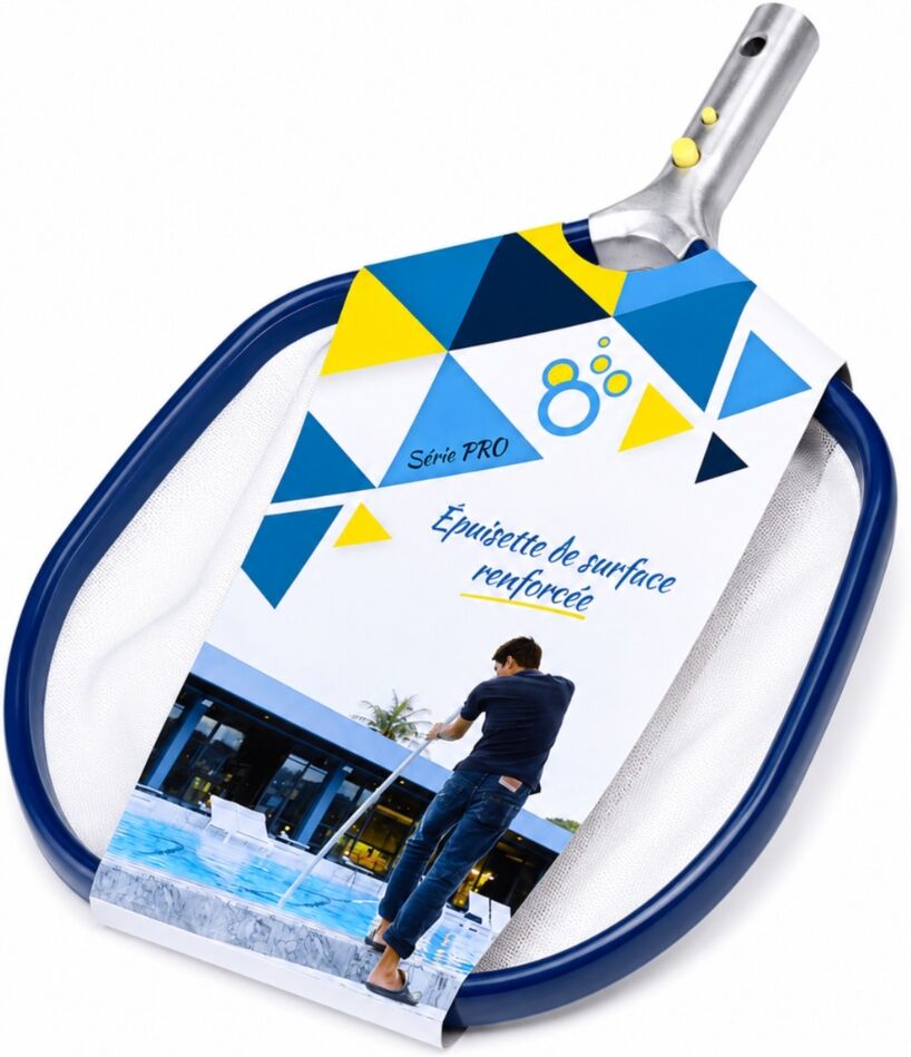 Épuisette de surface renforcée piscine OCEDIS Série PRO métal et filet nylon micro-mesh