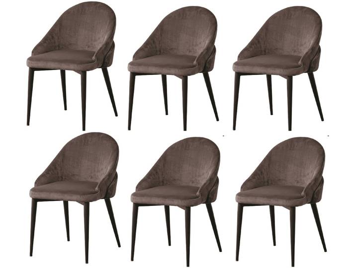 JVmoebel Sitzgruppe Opulenter Esszimmerstühle 6x Set Textil Braun Exquisiter Runder Rücken, (6-tlg., 6-tlg)