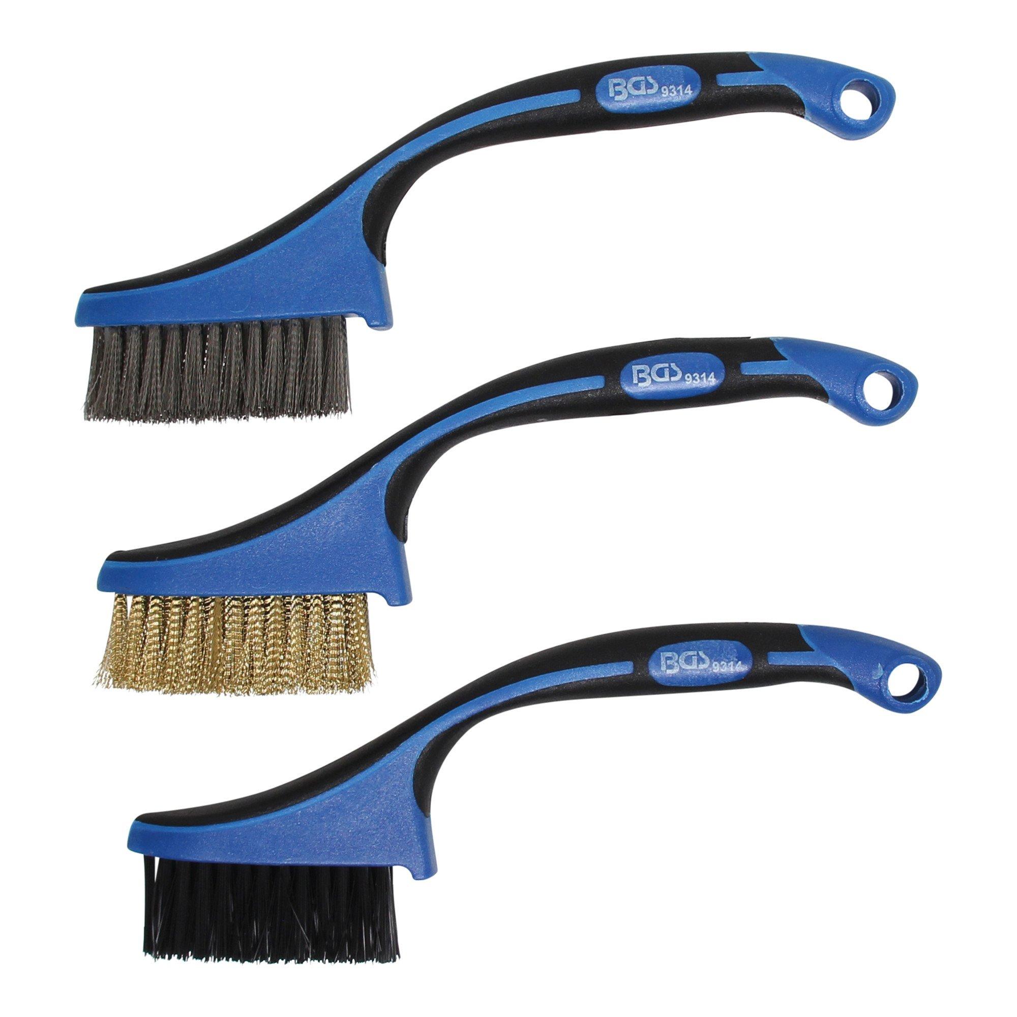 BGS Mini-Bürsten-Satz Nylon, Messing, Edelstahl 165 mm 3-tlg. ; BGS technic (9314)