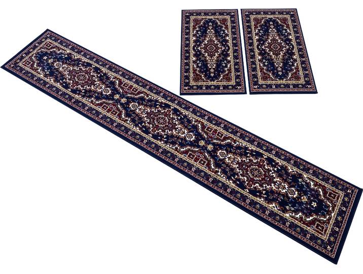 Bettumrandung GOODPRODUCT Oriental, Made in Belgium Gr. 14, blau (dunkelblau), H:7mm, Obermaterial: 100% Polypropylen, Bettumrandungen, Bettumrandung, Läufer-Set, Kurzflor, Orient-Optik, mit Bordüre, pflegeleicht, elegant
