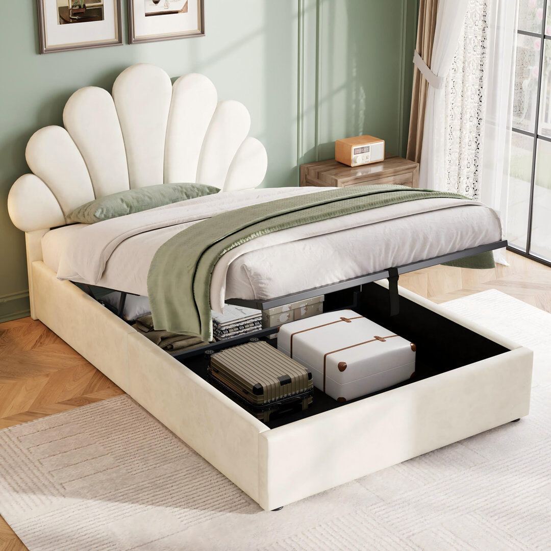 Fairmont Park Double Size Ottoman Bed Velvet White Double (4'6)