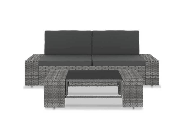 (Promo 2026)Salon de jardin 3 pcs - SHIELD - Meuble d'extérieur - Résine tressée Gris 9894072