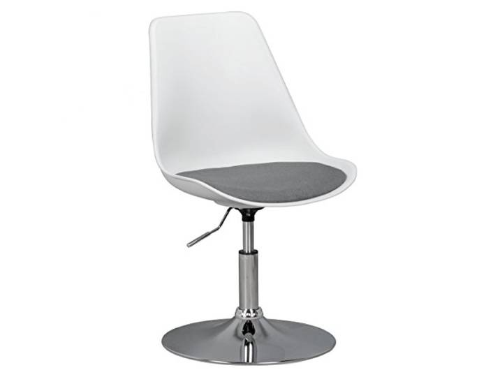 AMSTYLE Drehsessel Korsika Stoff Weiß Grau, Höhenverstellbar Esszimmerstuhl mit Trompetenfuß 360° drehbar, Drehstuhl mit Rückenlehne, Drehhocker mit gummierter Fußplatte