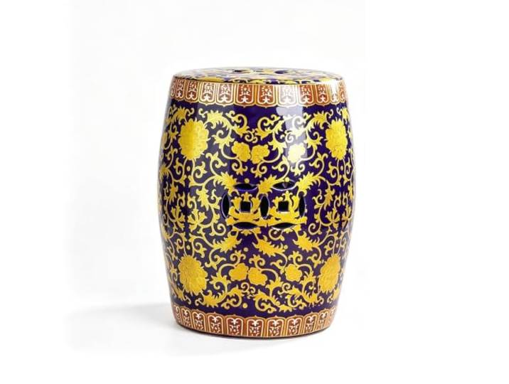 LGHQGHXF Floraler Keramik-Gartentrommelhocker – Innen- Und Außenterrasse, Dekorativ, Beistelltisch for Hof, Wohnzimmer – Orientalischer Kunsthocker for Rasen, Hof, Wohnzimmer(Purple)