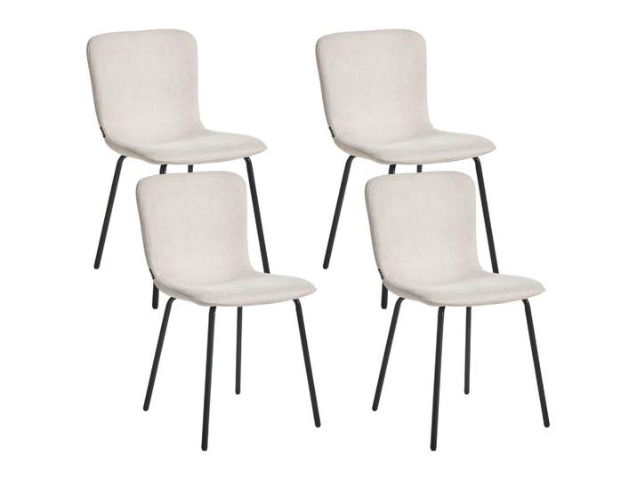 Beliani Esszimmerstuhl 4er-Set Hellbeige Caldwell, Weiß, 45x80x46 cm, Esszimmer, Stühle