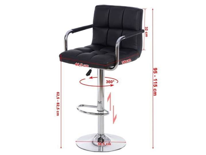 LOT DE 2 TABOURETS DE BAR HAUT CHAISE DE BAR PU PU CHROME HAUTEUR RÉGLABLE GRANDE BASE NOIR