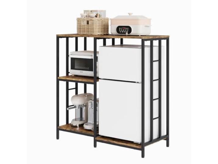 IDEALHOUSE Industrie Bäckerregal/Küchenregal 3 Ebenen Mikrowellen- & Geräte-Ständer freistehend, Holz/Metall mit Stauraum, platzsparend