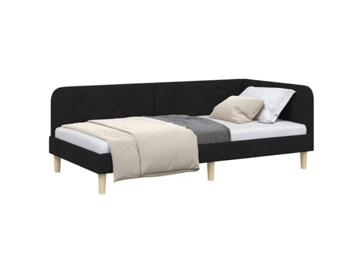 KTHLBRH Ecke Schlafsofa Schwarz 100 x 200 cm Stoff Wendbare Armlehnen, platzsparendes L-förmiges Design, weiches Polyester, für Studios
