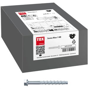 Tox Betonschrauben Sumo Max 1 KB, 041101281, 10 x 80mm, Sechskant, verzinkt, 50 Stück