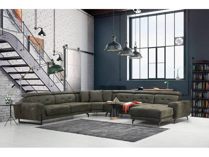JVmoebel Wohnlandschaft Modulares U-Form Sofa in Grau mit Bluetooth-Funktion, Made in Europa