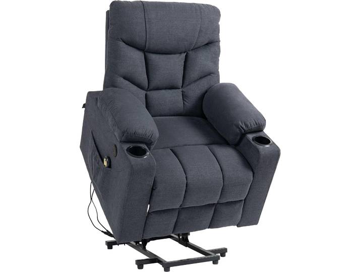 CLP Sessel Andover, elektrischer Liegesessel mit Aufstehhilfe und Getränkehalter - Farbe: creme, Material: Kunstleder