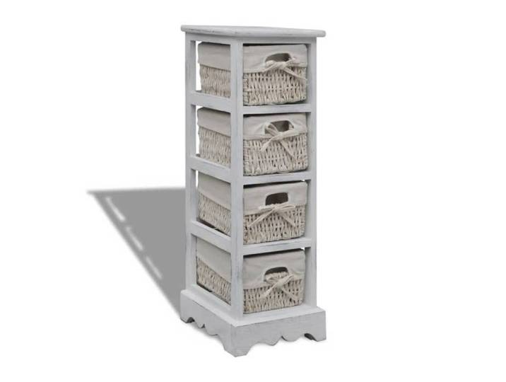 SALE 2025 Étagère de rangement en bois 4 paniers en tissage Blanc 4 25 Kg 4489