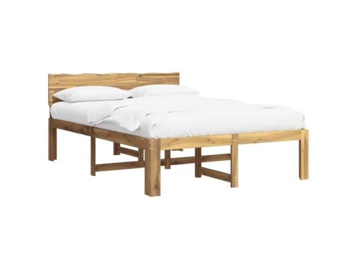 Bettgestell ROSTOCK weiß 120 x 190 cm aus massivem Akazienholz Kopfteil mit Stehkante, verstärkter Rahmen, Stützleisten, Höhe unter dem Bett 32 cm, Maximalgewicht 140 kg