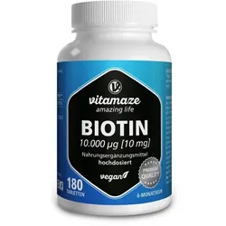BIOTIN 10 mg hochdosiert vegan Tabletten 180 St