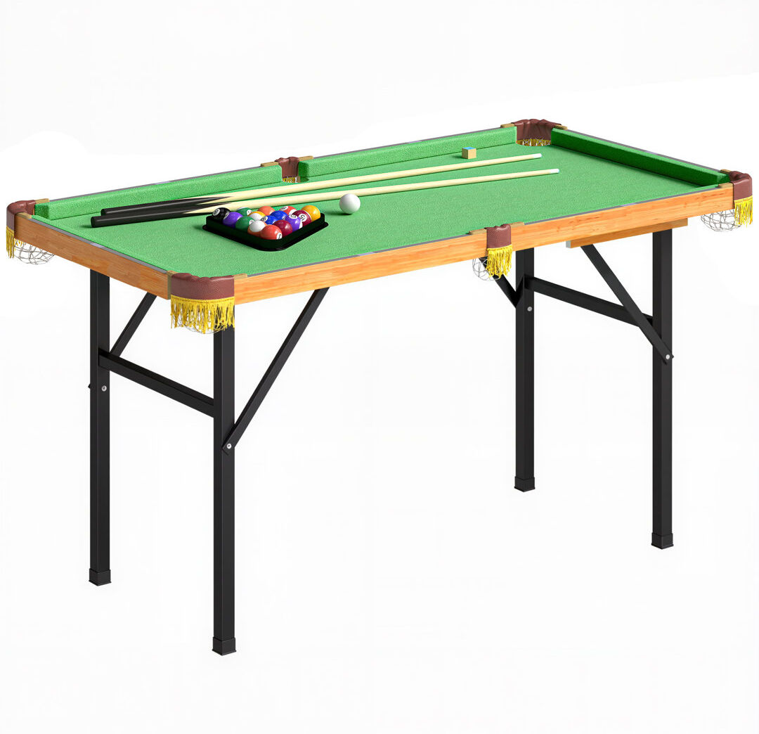 HOMCOM SPORTNOW 4FT Folding Pool Table, Mini Billiards Table Set for Kids, Green Green 120cm
