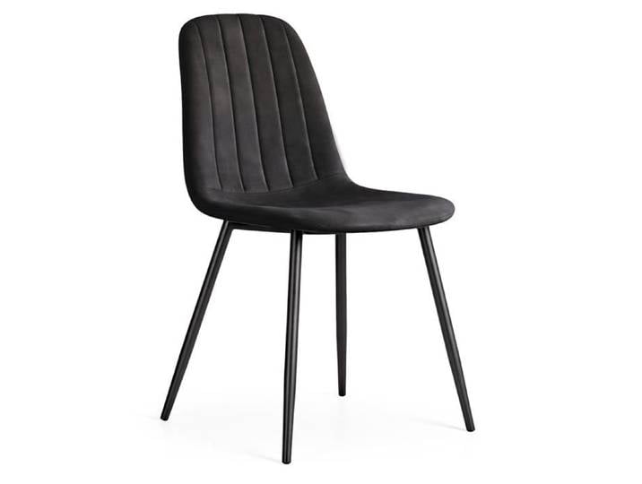 Chaise en velours matelassée LUMO Noire pieds noirs