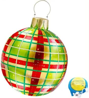 Multisell Products Hub Outdoor Christmas Inflatable Ball, Giant Big Tree Decoration Toy, Large Decor Ornament Without Light patterned Plaid 60cm