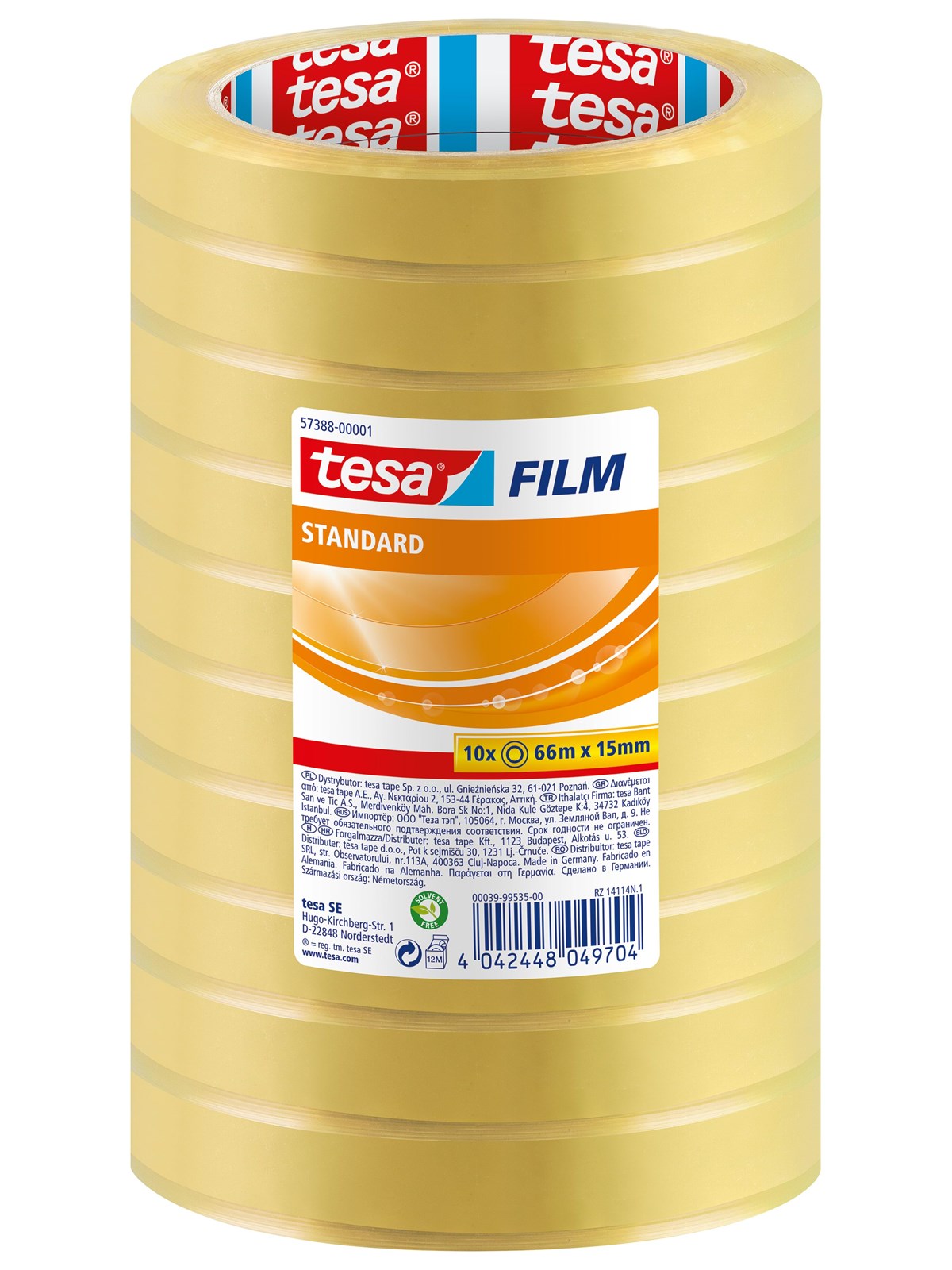 tesa film tape Standard 10 x 66m x 15mm Transparent