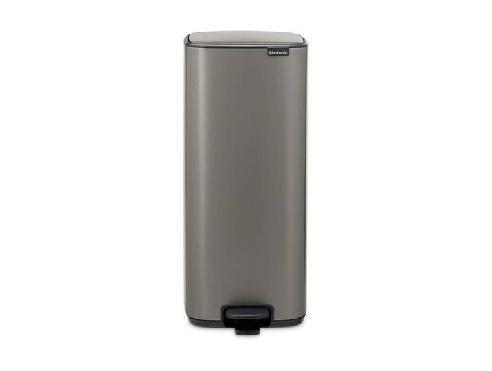 Mülleimer BRABANTIA Bo 30 l , grau (platin), B:28,8cm H:64,7cm, Stahl, Mülleimer, Mülleimer
