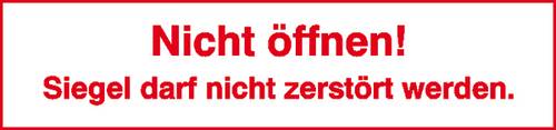 SafetyMarking 30.0968 Hinweisschild Sicherheitssiegel Nicht öffnen! Siegel darf nicht zerstört werden Folie selbstklebend (B x H)