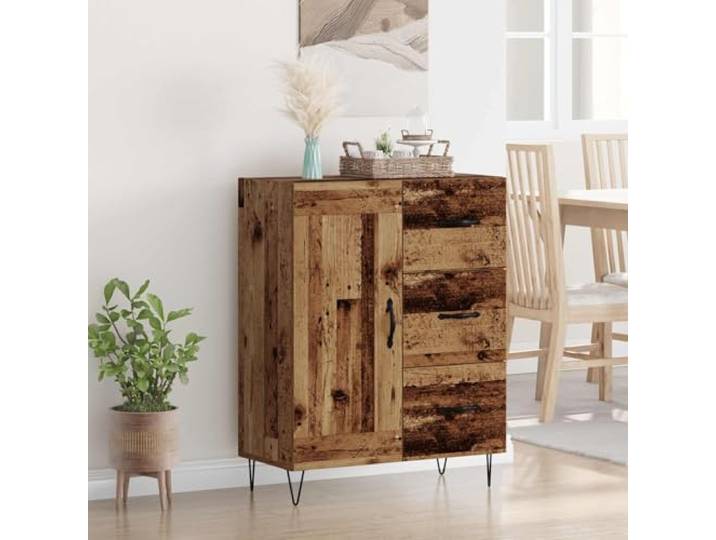 RJPLMFV Anrichte aus Holz, 69,5 x 34 x 90 cm Scharniertüren, Füße aus Haarnadel, funktionale Regale, moderne Griffe