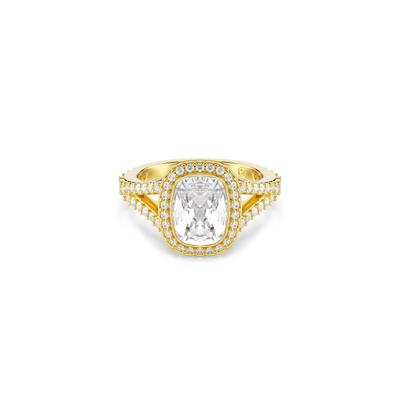 Fingerring SWAROVSKI "Schmuck Geschenk UNA Ring" Gr. 55, gold (gelbgoldfarben, kristallweiß), Fingerringe, Damen, 55, Metall, Fingerring, mit Swarovski Kristall, Zirkonia (synth.)