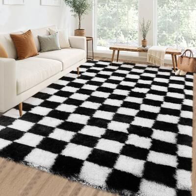 "Garvee Modern 8'x10'Area Rug,Modern Geometric Fluffy Plush Washable Rug - 2'3"" x 12' Runner"