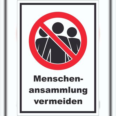 HB-Druck Menschenansammlung vermeiden Symbol und Text Aufkleber A4 (210x297mm)