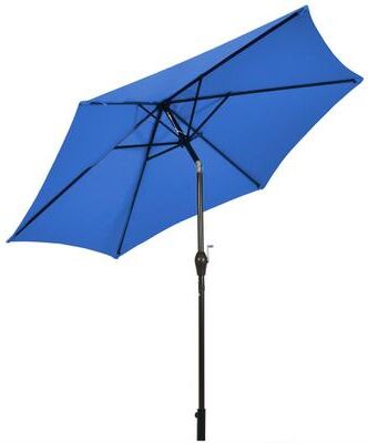 Costway 9 ft Outdoor Market Patio Table Umbrella Push Button Tilt Crank Lift-Blue