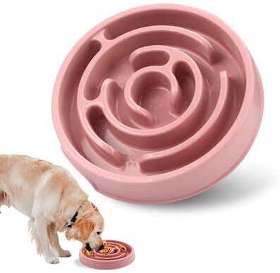 Happy Pet Pantry Premium Slow Feeder Dog Bowl Anti Gulping NonSlip Eco Dog Feeding Dish macaron Pink