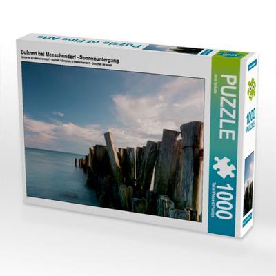 CALVENDO Puzzle Buhnen bei Meeschendorf - Sonnenuntergang | 1000 Teile Lege-Größe 64 × 48 cm Foto-Puzzle für glückliche Stunden
