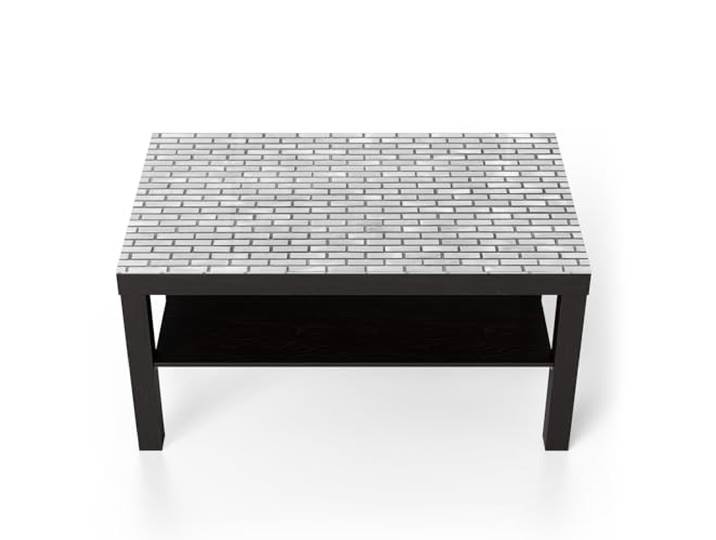 DEQORI Glastisch schwarz groß 90x50 cm Motiv Weißes Ziegelwerk ausgefallener Beistelltisch aus Glas Hochglanz Couchtisch fürs Wohnzimmer moderner Couch Tisch mit Design