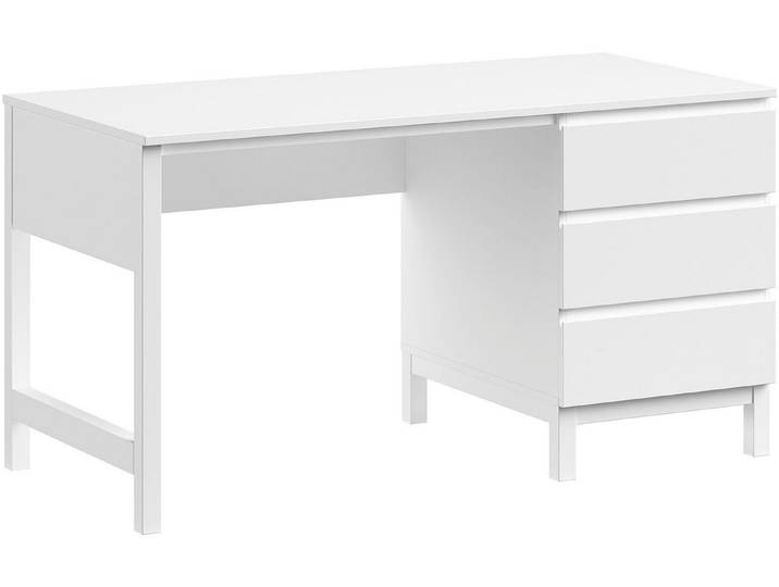 Vipack Kinderschreibtisch mit großer Schreib- und Arbeitsfläche, guter Beinfreiheit, inkl. 3 geräumigen Schubladen (Soft-Close), Ausf. weiß lackiert