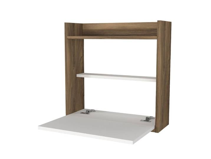 Bureau suspendu rabattable avec rangements marron