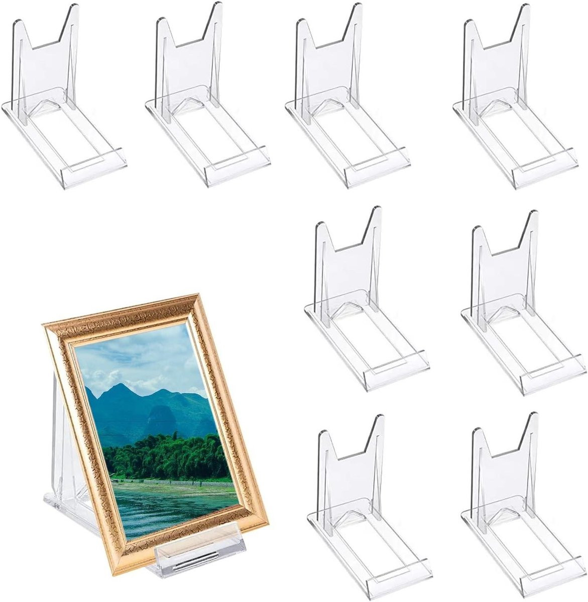 Bordenstandaard Acryl Transparant - Verstelbare Display Houder voor 8 Objecten