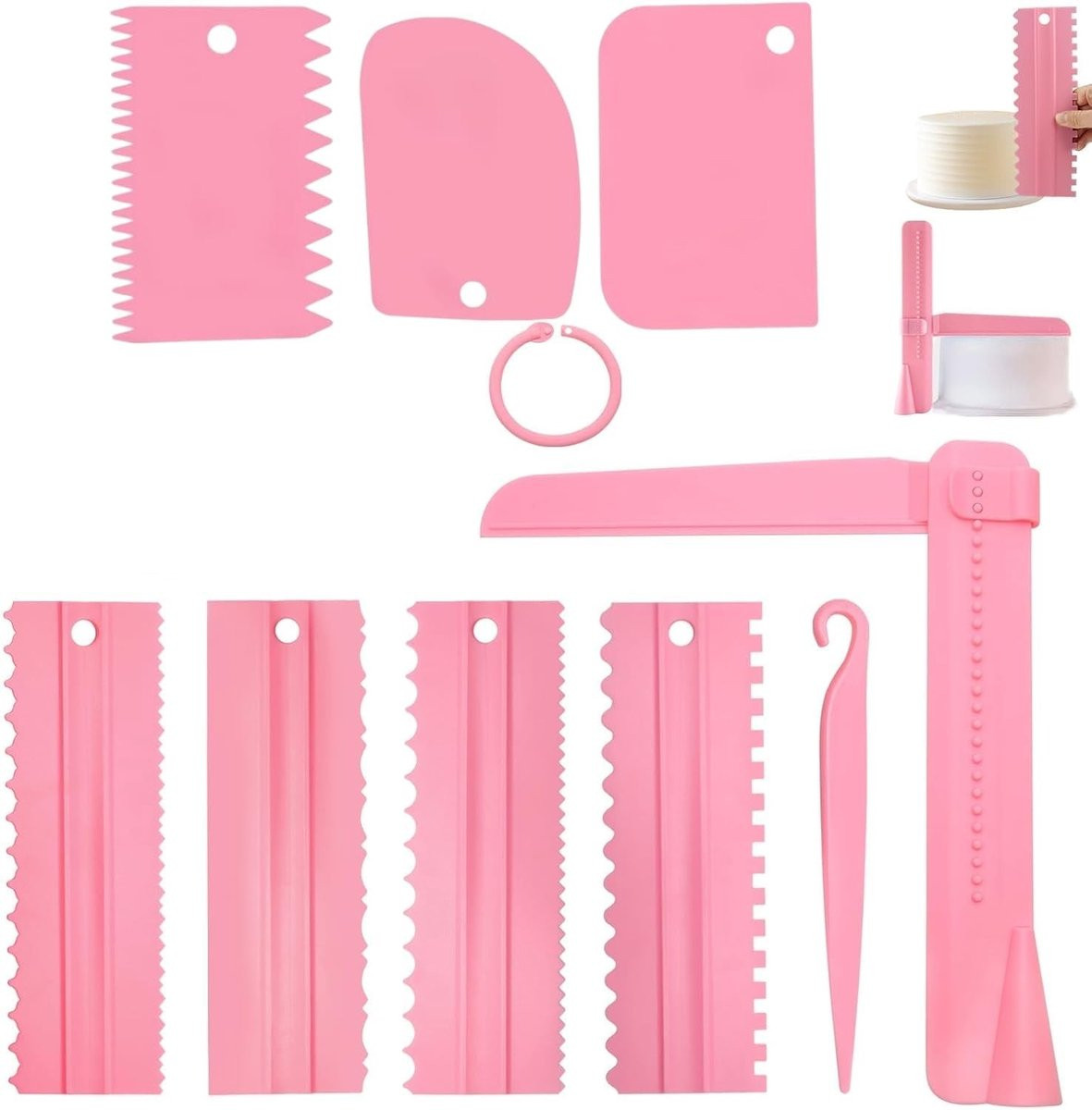 Set van 9 cake accessoires met verstelbare cake scraper en smoother voor het decoreren van taarten