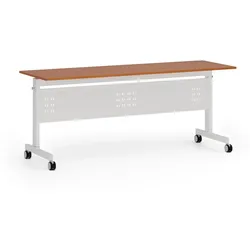 Mobiler Schreibtisch PRIMO MOBI, 180x60 cm, weißes Metallgestell, Kirschbaum