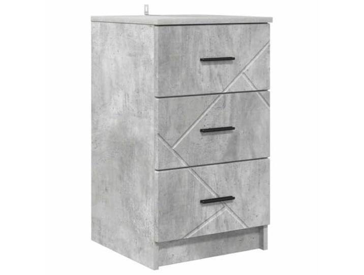 Heofavd Nachttisch Betongrau 3 Schubladen 38x38x66 cm Beistelltisch